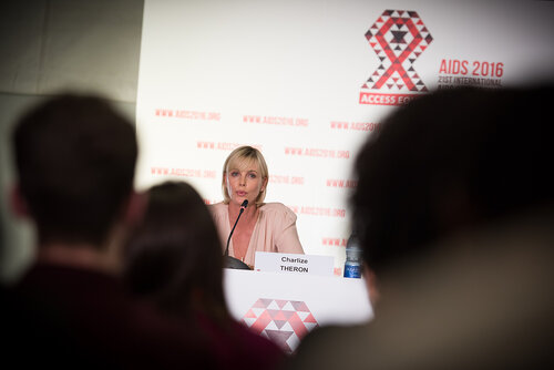 21st International AIDS Conference (AIDS 2016), Durban, South Africa. Photo shows: Official AIDS 2016 Opening Press Conference. Charlize Theron. Photo©International AIDS Society/Marcus Rose