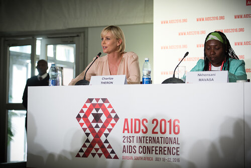 21st International AIDS Conference (AIDS 2016), Durban, South Africa. Photo shows: Official AIDS 2016 Opening Press Conference. Charlize Theron. Photo©International AIDS Society/Marcus Rose
