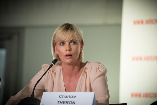 21st International AIDS Conference (AIDS 2016), Durban, South Africa. Photo shows: Official AIDS 2016 Opening Press Conference. Charlize Theron. Photo©International AIDS Society/Marcus Rose