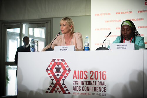 21st International AIDS Conference (AIDS 2016), Durban, South Africa. Photo shows: Official AIDS 2016 Opening Press Conference. Charlize Theron. Photo©International AIDS Society/Marcus Rose