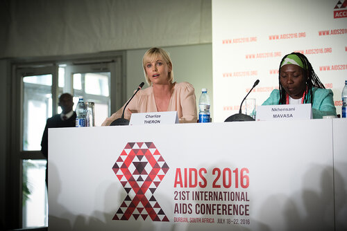 21st International AIDS Conference (AIDS 2016), Durban, South Africa. Photo shows: Official AIDS 2016 Opening Press Conference. Charlize Theron. Photo©International AIDS Society/Marcus Rose