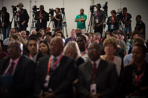 21st International AIDS Conference (AIDS 2016), Durban, South Africa. Photo shows: Official AIDS 2016 Opening Press Conference. Photo©International AIDS Society/Marcus Rose