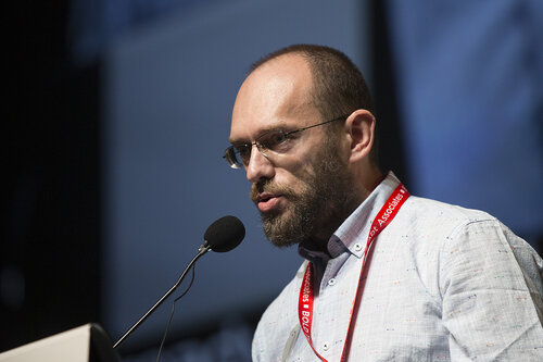 21st International AIDS Conference (AIDS 2016), Durban, South Africa.
Rapporteur & Closing Session (FRPL0208)
Community partners address 
Svitlana Moroz, Eurasian Women’s Network on AIDS, Ukraine 
Duncan Moeketse, Global Network of Young People Living with HIV (Y+), South Africa 
Gennady Roshchupkin, Eurasian Coalition on Male Health, Ukraine (FRPL0214), 22 July, 2016.
Photo©International AIDS Society/Rogan Ward