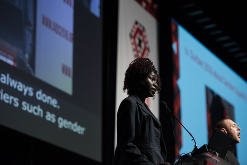 21st International AIDS Conference (AIDS2016), Durban, South Africa. Photo shows: Closing Plenary. Olayide Akanni, Journalists Against AIDS (JAAIDS) Nigeria. Photo©International AIDS Society/Marcus Rose