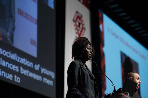21st International AIDS Conference (AIDS2016), Durban, South Africa. Photo shows: Closing Plenary. Olayide Akanni, Journalists Against AIDS (JAAIDS) Nigeria. Photo©International AIDS Society/Marcus Rose