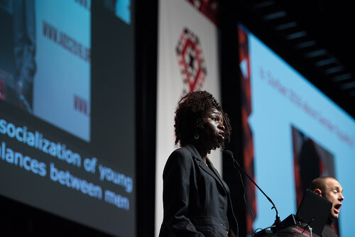21st International AIDS Conference (AIDS2016), Durban, South Africa. Photo shows: Closing Plenary. Olayide Akanni, Journalists Against AIDS (JAAIDS) Nigeria. Photo©International AIDS Society/Marcus Rose