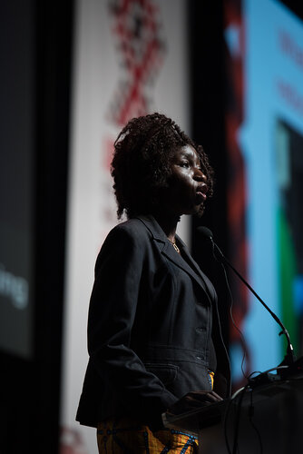 21st International AIDS Conference (AIDS2016), Durban, South Africa. Photo shows: Closing Plenary. Olayide Akanni, Journalists Against AIDS (JAAIDS) Nigeria. Photo©International AIDS Society/Marcus Rose