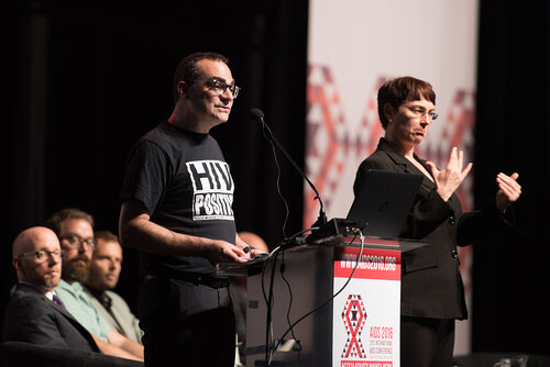 21st International AIDS Conference (AIDS2016), Durban, South Africa. Photo shows: Closing Plenary. Christoforos Mallouris, UNAIDS. Photo©International AIDS Society/Marcus Rose