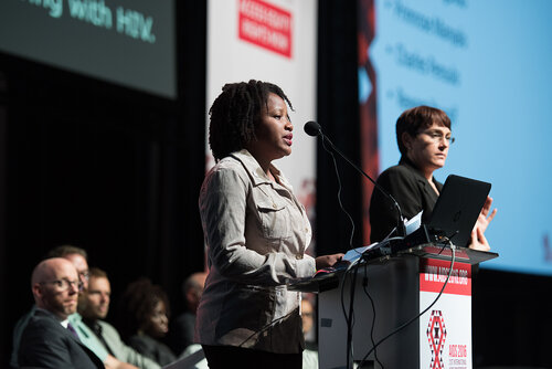 21st International AIDS Conference (AIDS2016), Durban, South Africa. Photo shows: Closing Plenary. Renatta Horasia Langlais, International Community of Women living with HIV (ICW), Dominica. Photo©International AIDS Society/Marcus Rose