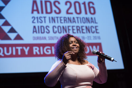 21st International AIDS Conference (AIDS2016), Durban, South Africa. Photo shows: Closing Plenary. Maleh sings at closing. Photo©International AIDS Society/Marcus Rose