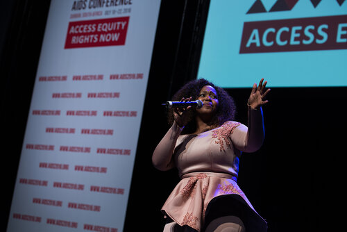 21st International AIDS Conference (AIDS2016), Durban, South Africa. Photo shows: Closing Plenary. Maleh sings at closing. Photo©International AIDS Society/Marcus Rose