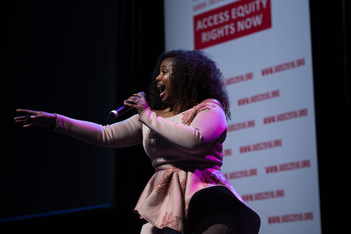 21st International AIDS Conference (AIDS2016), Durban, South Africa. Photo shows: Closing Plenary. Maleh sings at closing. Photo©International AIDS Society/Marcus Rose