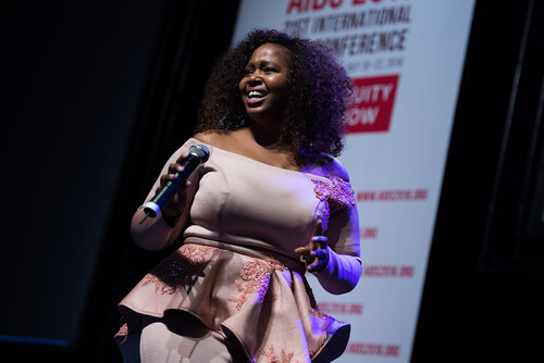 21st International AIDS Conference (AIDS2016), Durban, South Africa. Photo shows: Closing Plenary. Maleh sings at closing. Photo©International AIDS Society/Marcus Rose