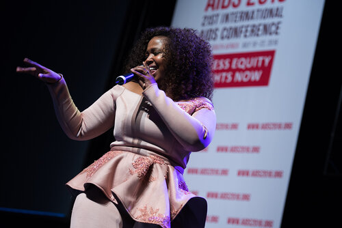 21st International AIDS Conference (AIDS2016), Durban, South Africa. Photo shows: Closing Plenary. Maleh sings at closing. Photo©International AIDS Society/Marcus Rose