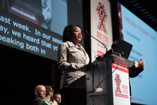 21st International AIDS Conference (AIDS2016), Durban, South Africa. Photo shows: Closing Plenary. Renatta Horasia Langlais, International Community of Women living with HIV (ICW), Dominica. Photo©International AIDS Society/Marcus Rose