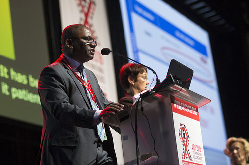 21st International AIDS Conference (AIDS 2016), Durban, South Africa.
How do we get there? (FRPL01)
Award Presentation: Global Pediatric Antiretroviral Commitment-to-Action 
Luiz Loures, UNAIDS, Switzerland speaks, 21 July, 2016.
Photo©International AIDS Society/Rogan Ward