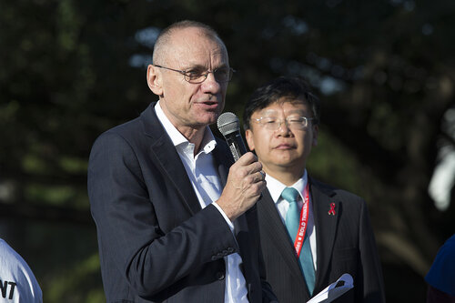 21st International AIDS Conference (AIDS 2016), Durban, South Africa.
Photo shows TAC March. Himschall Gottfreit speaks during the TAC March in Durban, 18 July, 2016.
Photo©International AIDS Society/Rogan Ward)