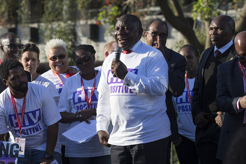 21st International AIDS Conference (AIDS 2016), Durban, South Africa.
Photo shows TAC March. South Africa Deputy President Cyril Ramaphosa speaks during the TAC March in Durban, 18 July, 2016.
Photo©International AIDS Society/Rogan Ward)