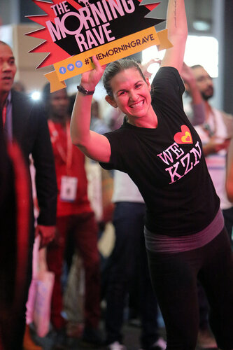 21st International AIDS Conference (AIDS 2016), Durban, South Africa.
Monday 18th July 2016, VENUE : Global Village
People warming up and having fun at a rave session at the Global Village in the Morning
Photo©International AIDS Society/Abhi Indrarajan