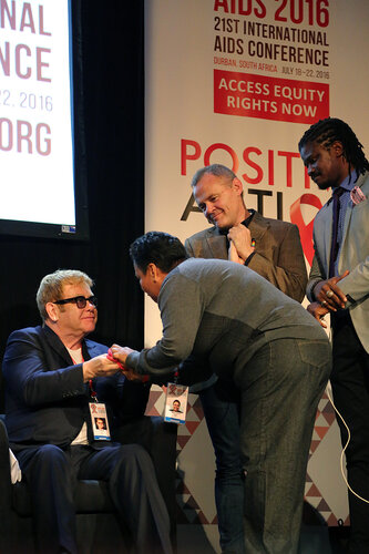 21st International AIDS Conference (AIDS 2016), Durban, South Africa.
Wednesday 20 July : Venue : Global Village
Sessions with Ambassador Brix and Elton John talking at the Global Village

Photo©International AIDS Society/Abhi Indrarajan