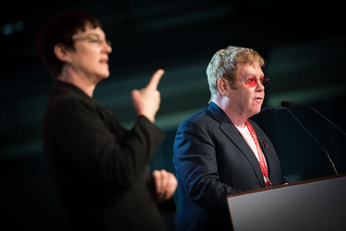 21st International AIDS Conference (AIDS 2016), Durban, South Africa. Photo shows: Ambassador Birx and Elton John EJAF grantees. Photo©International AIDS Society/Marcus Rose