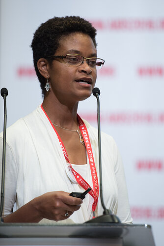 21st International AIDS Conference (AIDS 2016), Durban, South Africa. Photo shows: No More Lip Service, Trans Access, Equity and Rights, Now! Speaker: Tonia Poteat. Photo©International AIDS Society/Marcus Rose