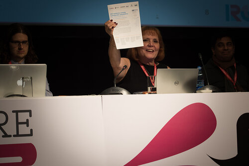 21st International AIDS Conference (AIDS 2016), Durban, South Africa. Photo shows: No More Lip Service, Trans Access, Equity and Rights, Now! Speaker: Joanne Keatley. Photo©International AIDS Society/Marcus Rose