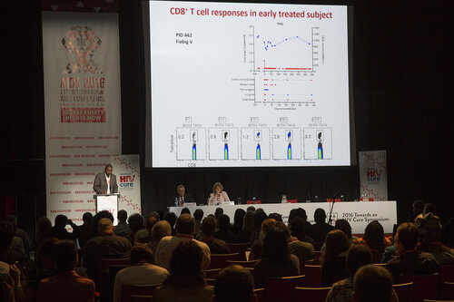 21st International AIDS Conference (AIDS 2016), Durban, South Africa.
Photo shows Towards an HIV Cure Symposium, speaker Thumbi Dung’u (University of KwaZulu-Natal, South Africa) speaks on Addressing Key Gaps in Cure Research Through Identification and Treatment of Hyperacute HIV Infection in a Research-Limited Setting.
Photo©International AIDS Society/Rogan Ward