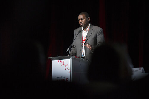 21st International AIDS Conference (AIDS 2016), Durban, South Africa.
Photo shows Towards an HIV Cure Symposium, speaker Thumbi Dung’u (University of KwaZulu-Natal, South Africa) speaks on Addressing Key Gaps in Cure Research Through Identification and Treatment of Hyperacute HIV Infection in a Research-Limited Setting on 17 July, 2016.
Photo©International AIDS Society/Rogan Ward