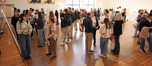 Poster session in the 1941 Room during the seventh annual All-College Symposium Thursday, November 6, 2025. (Connecticut College photos by Sean D. Elliot)