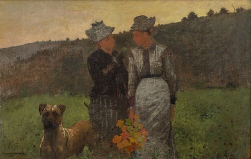 Winslow Homer (American, 1836-1910), Rab and The Girls (Over the Hills), 1875, Oil on canvas. On loan from the Nashville Parthenon. 1929.02.21.
