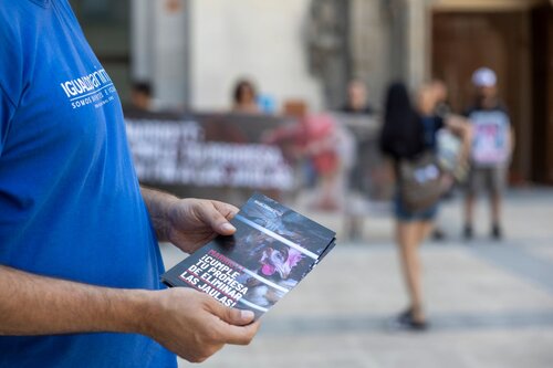 Protest in The Edition Hotel (Marriott), Madrid. Marriott campaign 2025