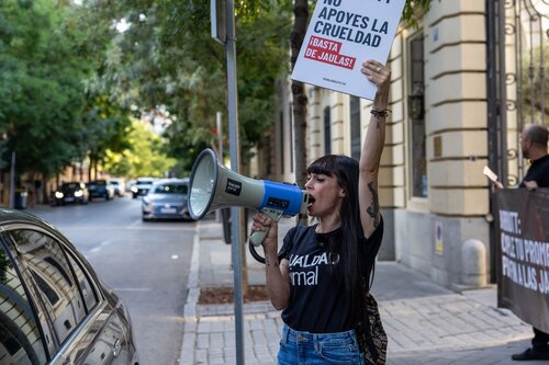 Protest in Santo Mauro hotel (Marriott), Madrid
