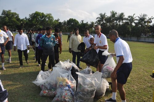 TThe Ocean Sustainability Club proudly marks a major milestone in its journey toward a greener and cleaner campus at Bangladesh Marine Academy. To celebrate the “World Earth Day” , On 30 April 2026, a large-scale environmental awareness and cleanup campaign was successfully conducted across the academy and its surrounding community . Covering nearly 90 acres, cadets, staff, officers, local community members, Badalpura Bandhan Club, Millennium Club youth, and school scouts came together in a united effort. Divided into 8 zones, participants collected significant amounts of plastic, paper, and solid waste within just one hour—demonstrating the power of collective action
Key Highlights:
· Launch of the “Green Campus & Clean Compound” initiative
· Tree plantation program across all zones as a symbolic start to campus greening
· Introduction of the “My Bottle Campaign” -promoting the use of glass and reusable bottles to reduce single-use plastic
· Demonstration and distribution of color-coded bins for waste segregation
· Engagement of community stakeholders through awareness and participation
Building on a Sustainable System:
================================
This initiative represents the second phase of a long-term waste management system introduced in 2018. With existing facilities like a biogas plant, central waste collection zone, and recycling processes already in place, the focus now shifts to strengthening segregation at the source. Collected 400 bags about 8000 kg plastic