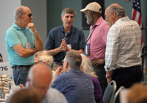 Alumni celebrating the 50th class reunion, or greater, gather for the Sykes Society Luncheon Friday, May 29, 2026 in the Susan E. Lynch 1962 Room. (Connecticut College photos by Sean D. Elliot)