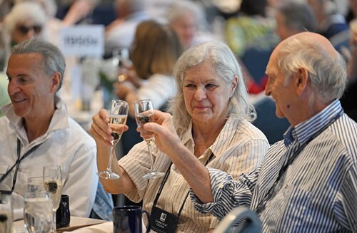 Alumni celebrating the 50th class reunion, or greater, gather for the Sykes Society Luncheon Friday, May 29, 2026 in the Susan E. Lynch 1962 Room. (Connecticut College photos by Sean D. Elliot)
