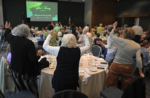 Alumni celebrating the 50th class reunion, or greater, gather for the Sykes Society Luncheon Friday, May 29, 2026 in the Susan E. Lynch 1962 Room. (Connecticut College photos by Sean D. Elliot)