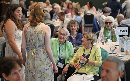 Alumni celebrating the 50th class reunion, or greater, gather for the Sykes Society Luncheon Friday, May 29, 2026 in the Susan E. Lynch 1962 Room. (Connecticut College photos by Sean D. Elliot)