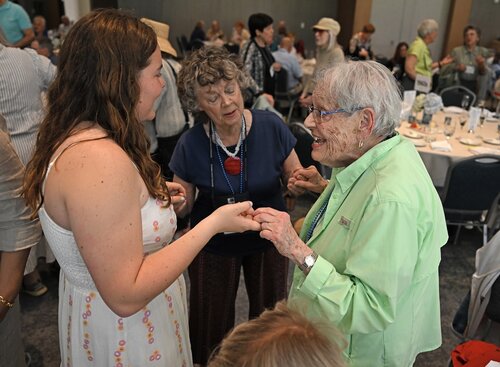 Alumni celebrating the 50th class reunion, or greater, gather for the Sykes Society Luncheon Friday, May 29, 2026 in the Susan E. Lynch 1962 Room. (Connecticut College photos by Sean D. Elliot)