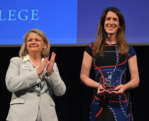 Legacy and Laurels at Reunion 2026 Saturday, May 30, 2026 at the Athey Center at Palmer Auditorium. The awards presented included; the Mach Arom ’89 Award to Zachary Larson ’16, the Agnes Berkeley Leahy Award Robert Shea ’91 P’26, the Harriet Buescher Lawrence ’34 Prize to Emily Callahan Hazelwood ’11, the Mary Ash Lazarus ’71 Goss Award to Mario An-Ming Sze Truxes ’71, the Alumni Tribute Award to Kenneth Kabel ’76 P’12, and the the Unity Award Veronica Venture ’86. (Connecticut College photos by Sean D. Elliot)