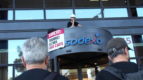 Activist Protest at the outdoors of Sodexo in Paris, France