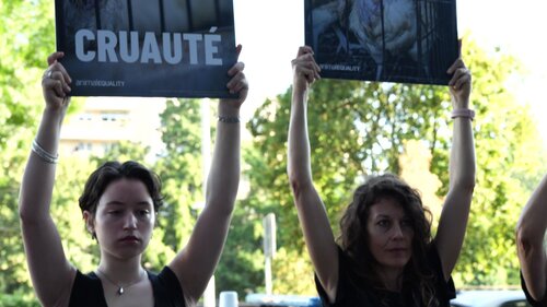 Activist Protest at the outdoors of Sodexo in Paris, France