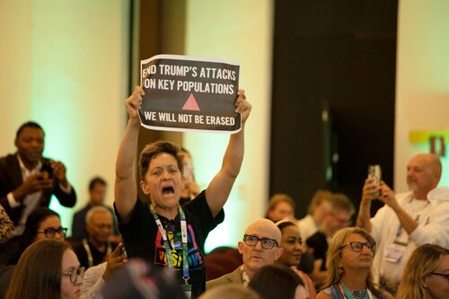 AIDS 2026, the 26th IAS Conference on HIV and AIDS. Rio de Janeiro, Brazil. Sunday, 26 July 2026.

In the photo: Activists disrupt US AIDS Coordinator Jeff Graham 

© Felipe Varanda / IAS