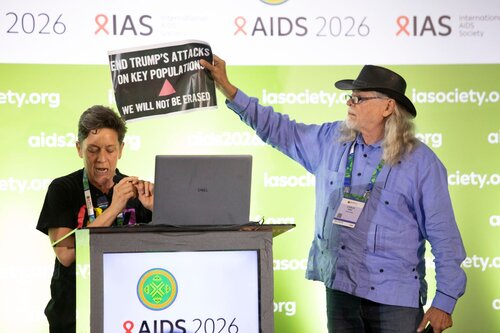 AIDS 2026, the 26th IAS Conference on HIV and AIDS. Rio de Janeiro, Brazil. Sunday, 26 July 2026.

In the photo: Activists disrupt US AIDS Coordinator Jeff Graham 

© Felipe Varanda / IAS