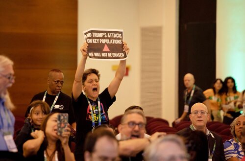 AIDS 2026, the 26th IAS Conference on HIV and AIDS. Rio de Janeiro, Brazil. Sunday, 26 July 2026.

In the photo: Activists disrupt US AIDS Coordinator Jeff Graham 

© Felipe Varanda / IAS