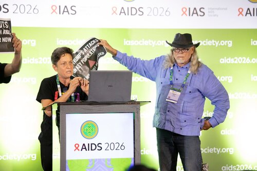 AIDS 2026, the 26th IAS Conference on HIV and AIDS. Rio de Janeiro, Brazil. Sunday, 26 July 2026.

In the photo: Activists disrupt US AIDS Coordinator Jeff Graham 

© Felipe Varanda / IAS