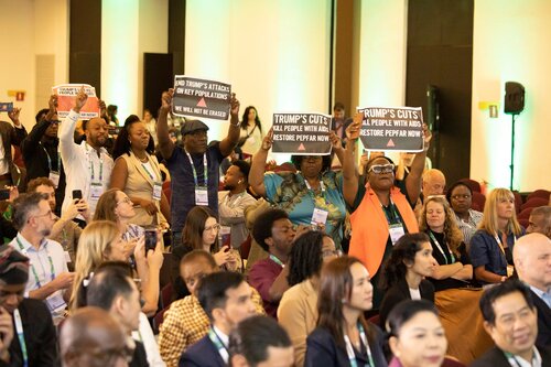AIDS 2026, the 26th IAS Conference on HIV and AIDS. Rio de Janeiro, Brazil. Sunday, 26 July 2026.

In the photo: Activists disrupt US AIDS Coordinator Jeff Graham 

© Felipe Varanda / IAS