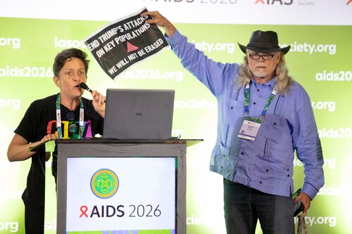 AIDS 2026, the 26th IAS Conference on HIV and AIDS. Rio de Janeiro, Brazil. Sunday, 26 July 2026.

In the photo: Activists disrupt US AIDS Coordinator Jeff Graham 

© Felipe Varanda / IAS