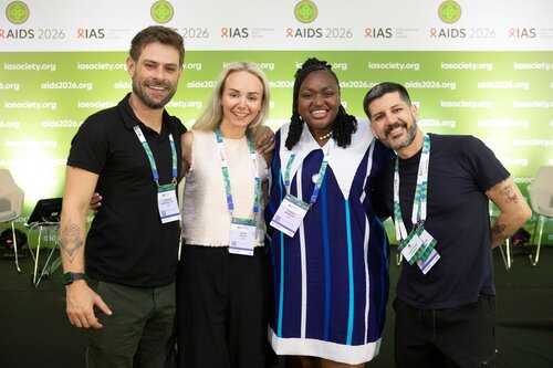 AIDS 2026, the 26th IAS Conference on HIV and AIDS. Rio de Janeiro, Brazil..
Sunday, 26 July 2026  
PCO104.
HIV prevention science & access.
HIV Embassators
Alexandre Putti, Yuliia Golub, Doreen Moracha, João Netto. (lesft to right) 
©Felipe Varanda/ IAS
.