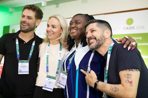 AIDS 2026, the 26th IAS Conference on HIV and AIDS. Rio de Janeiro, Brazil..
Sunday, 26 July 2026  
PCO104.
HIV prevention science & access.
HIV Embassators
Alexandre Putti, Yuliia Golub, Doreen Moracha, João Netto. (lesft to right) 
©Felipe Varanda/ IAS
.